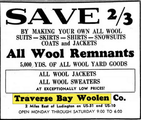 Traverse Bay Woolen - 1956 Ad